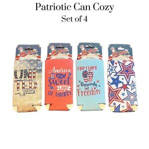 NWT Patriotic drink cozy set of 4 summer, 4th of July, BBQ, Party, Beach, Pool